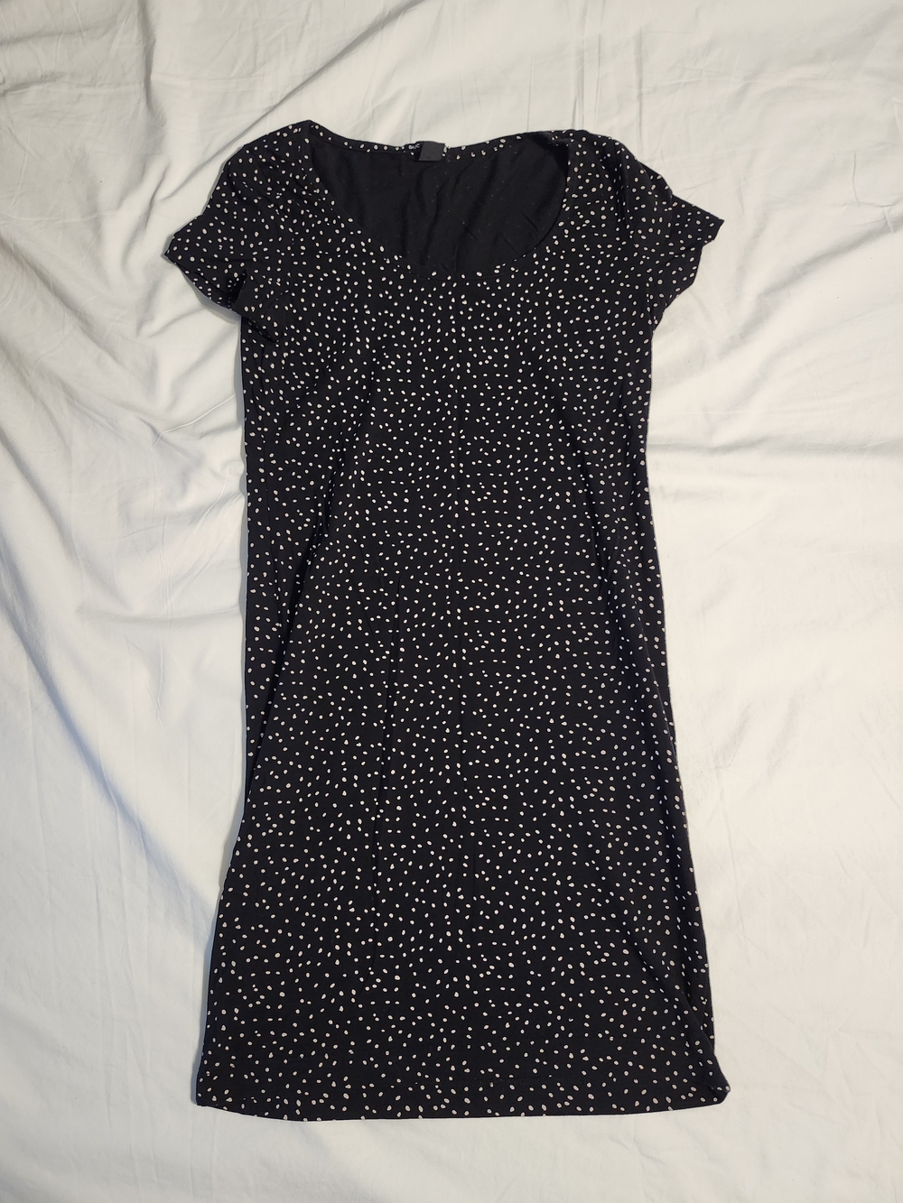 Black Polka Dot Scoop-Neck Women's Dress